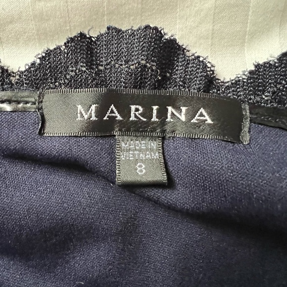 Marina - Dark Blue & Silver Floral Lace Midi Dress - Picture 11 of 13